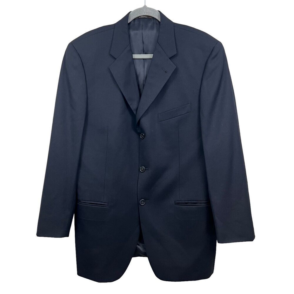 Joseph Abboud Mens Wool Blazer‎ Suit Double Vent 3 Button Lined Navy Size 40R